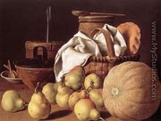 Still-Life with Melon and Pears  c. 1770 - Luis Eugenio Melendez
