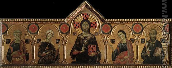 Christ the Redeemer and Four Saints 1271 - Meliore Di Jacopo