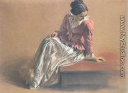 Costume Study of a Seated Woman- The Artist's Sister Emilie - Adolph von Menzel