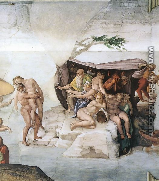 The Deluge (detail-3) 1508-09 - Michelangelo Buonarroti