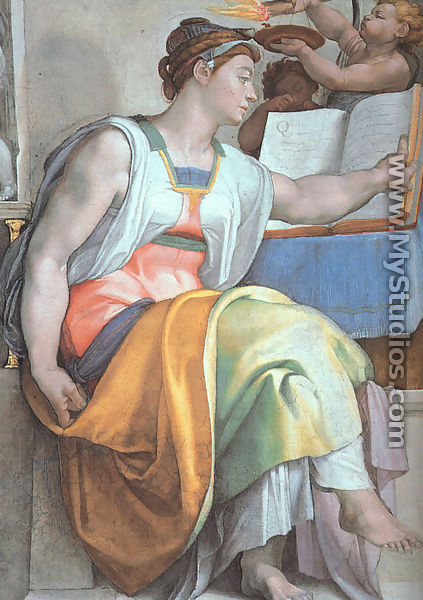 The Erythraean Sibyl (detail-3)  1508-12 - Michelangelo Buonarroti