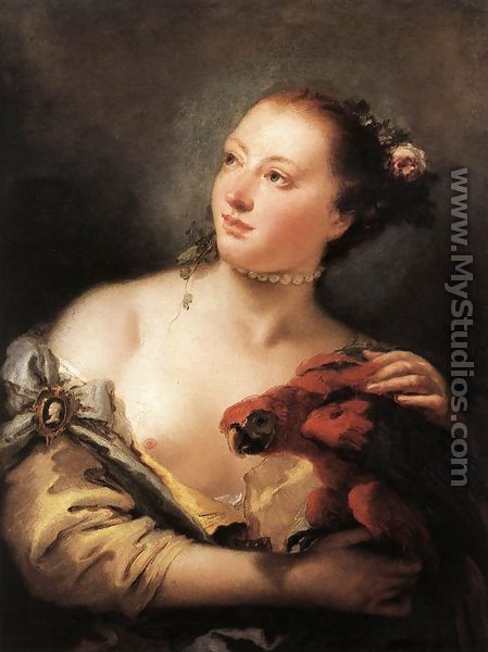 Woman with a Parrot (Donna con un pappagallo) - Giovanni Battista Tiepolo