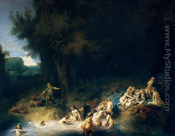 Diana and her Nymphs Bathing, with Actaeon and Callisto - Rembrandt Van Rijn