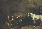 Battle of Light Cavalrymen and a Study of a Horse - Piotr Michalowski