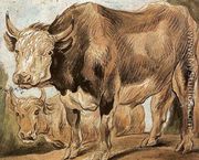 Two Standing Oxes, Facing Left - Jacob Jordaens