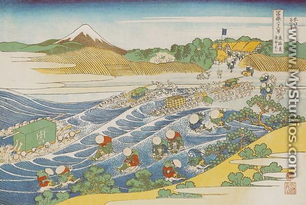 Mount Fuji from Kanaya on the Tokaido Road (Tokaido Kanaya no Fuji) - Katsushika Hokusai
