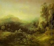 Mountain Landscape with Peasants Crossing a Bridge - Thomas Gainsborough