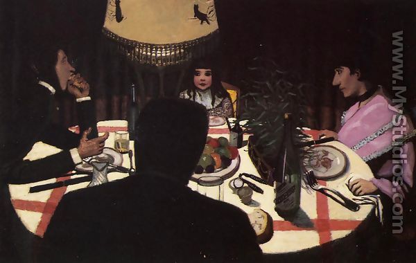 Dinner by Lamplight - Felix Edouard Vallotton