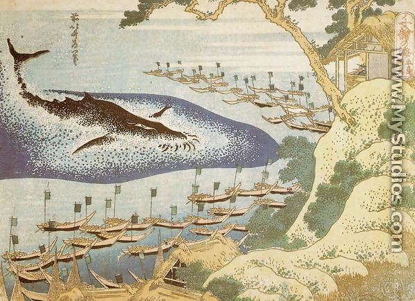 Whalling off the Goto Islands (Goto kujira tsuki) - Katsushika Hokusai