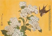 Hydrangea and Swallow - Katsushika Hokusai