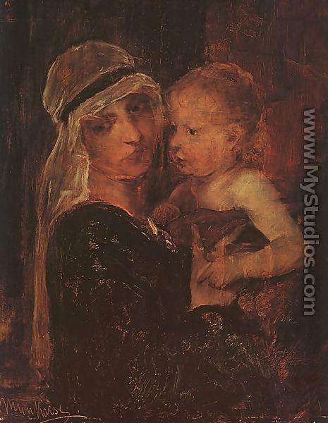 Mother and Child - Study for Christ before Pilate (Anya Gyermekkel- Tanulmany a Krisztus Pilatus elott cimu kephez)  1880 - Mihaly Munkacsy