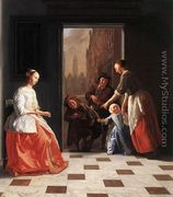 Street Musicians at the Doorway of a House 1665 - Jacob Ochtervelt