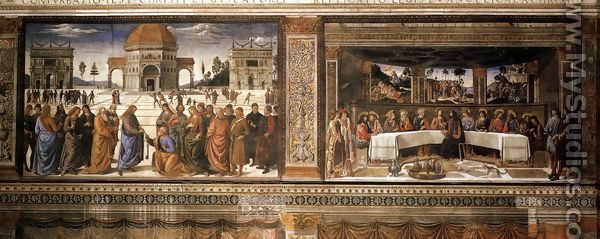 Scenes on the left wall 1481-82 - Pietro Vannucci Perugino