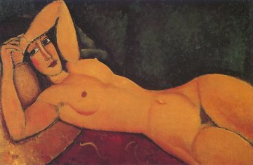 Modigliani- Reclining Nude with Left Arm Resting on Forehead
