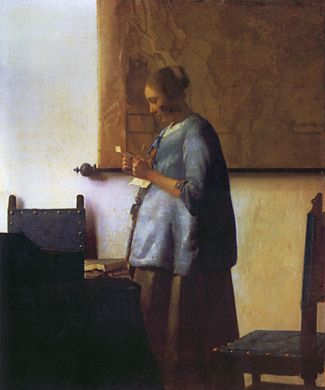 Woman in Blue Reading a Letter  1663-64