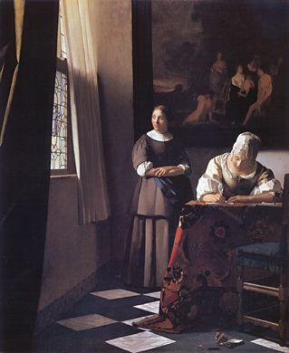 Lady Writing a Letter with Her Maid  1670