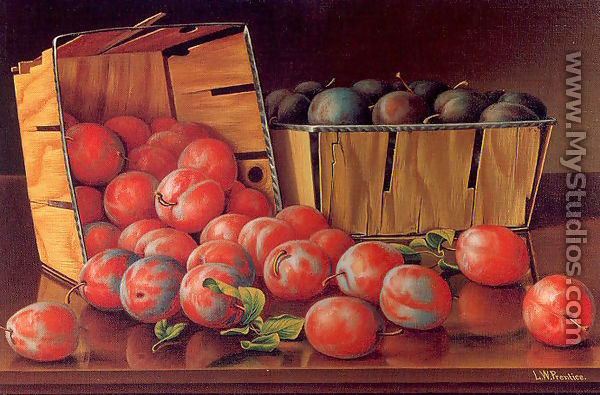 Baskets of Plums on a Tabletop - Levi Wells Prentice