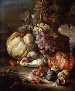 Still-Life with Fruit and Dead Birds in a Landscape - Giovanni Battista Ruoppolo