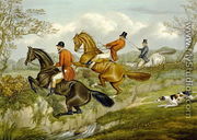 Scrambling Over a Hedge, plate from 'The Right and The Wrong Sort', in Fores Hunting Sketches 1859 - Henry Thomas Alken