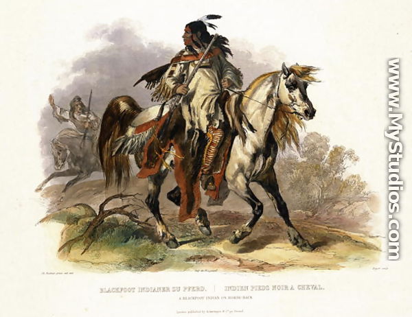 A Blackfoot Indian on Horseback, plate 19 from Volume 1 of 