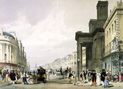 Regent Street looking towards the Quadrant with Hanover Chapel in the foreground and shoppers promenading, 1842 - Thomas Shotter Boys