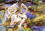 A Man Seated by a Stream, Val d'Aosta, Purtud - John Singer Sargent