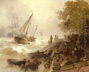 Hafeneinfahrt Bei Rauher See (Return To Harbour In Rough Seas) - Andreas Achenbach