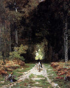 Equestrienne on a Wooded Lane - Jules Joseph Augustin Laurens