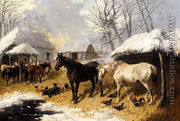 A Farmyard Scene In Winter - John Frederick Herring, Jnr.