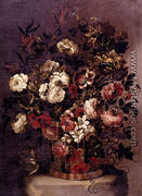 Still Life Of Flowers In A Woven Basket 2 - Gabriel De La Corte