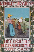 Harvesting peas, poster advertising 'Whoogenstraaten & Co., purveyors of fine vegetable, soups and sauces' c.1898-90 - Johann Georg van Caspel