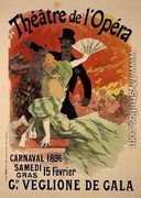 Reproduction of a Poster Advertising the 1896 Carnival at the Theatre de l'Opera, 15th February 1896 - Jules Cheret