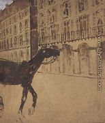 A Horse on the Rue de Rivoli - Edouard  (Jean-Edouard) Vuillard