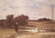 Girl with Geese - Gustave Courbet