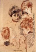 Studies of Mme. Helleu and Mme. Clarighy, c.1892-95 - Paul Cesar Helleu
