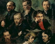 Self Portrait and Portraits of Friends, 1864 - Vasily Maximov