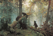 Shishkin's landscape Morning in the Pine Forest (1886) - Konstantin Apollonovich Savitsky