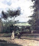The Courtyard at Louveciennes - Camille Pissarro