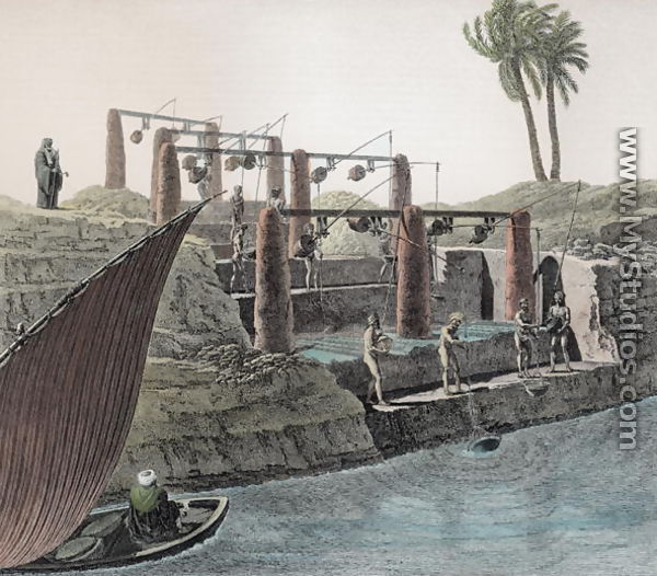 Collecting Water from the Nile, plate 6 from Volume II Arts and Trades of  Description of Egypt  1822 - Nicolas Jacques (after) Conte