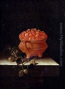 Strawberries and Gooseberries on a stone ledge - Adriaen Coorte