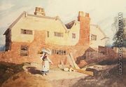 Cottages with a Washerwoman (Elm Hill, Norwich) c.1808-9 - John Sell Cotman