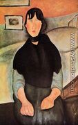 Dark Young Woman Seated by a Bed - Amedeo Modigliani