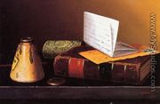 Still Life with Ink Bottle, Book and Letter - William Michael Harnett