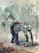 Artilleryman Saddling His Horse - Henri De Toulouse-Lautrec