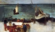 Berck Seascape: Fishing Boats and Fishermen - Edouard Manet