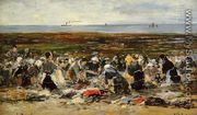 Etretat, Laundresses on the Beach, Low Tide - Eugène Boudin