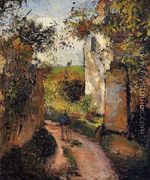 A Peasant in the Lane at l'Hermitage, Pontoise - Camille Pissarro