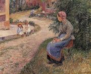 A Servant Seated in the Garden at Eragny - Camille Pissarro