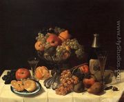 Fruit Still Life with Champagne Bottle - Severin Roesen