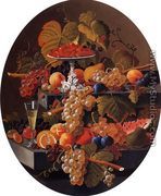 Still Life with Fruit on a Ledge - Severin Roesen